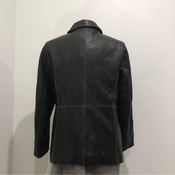 Black Leather Blazer Jacket Jessica Large - Picture 2 of 10